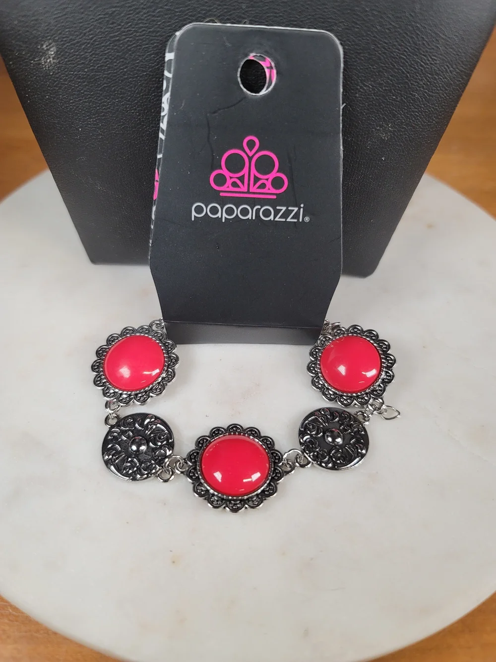 Paparazzi Red Cabochon Filigree Bracelet